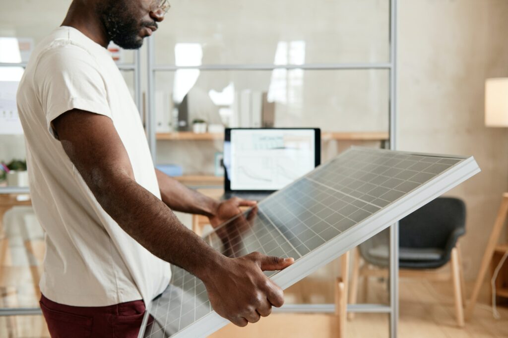 Engineer developing solar battery